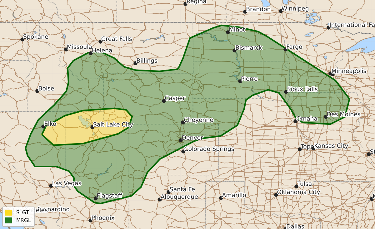 Risk area map for Day 1 Areal Outline