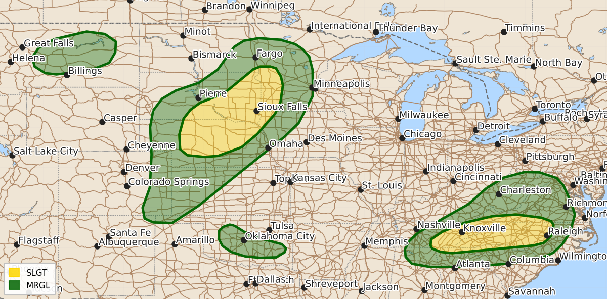 Risk area map for Day 1 Areal Outline