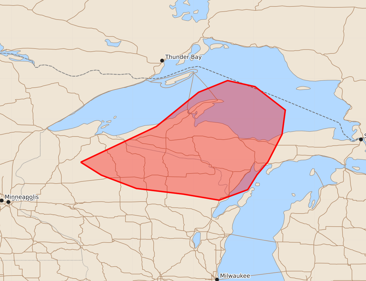 Risk area map for Mesoscale Discussion 1857