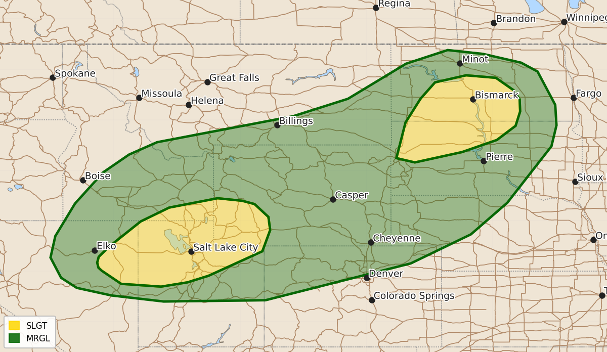 Risk area map for Day 2 Areal Outline