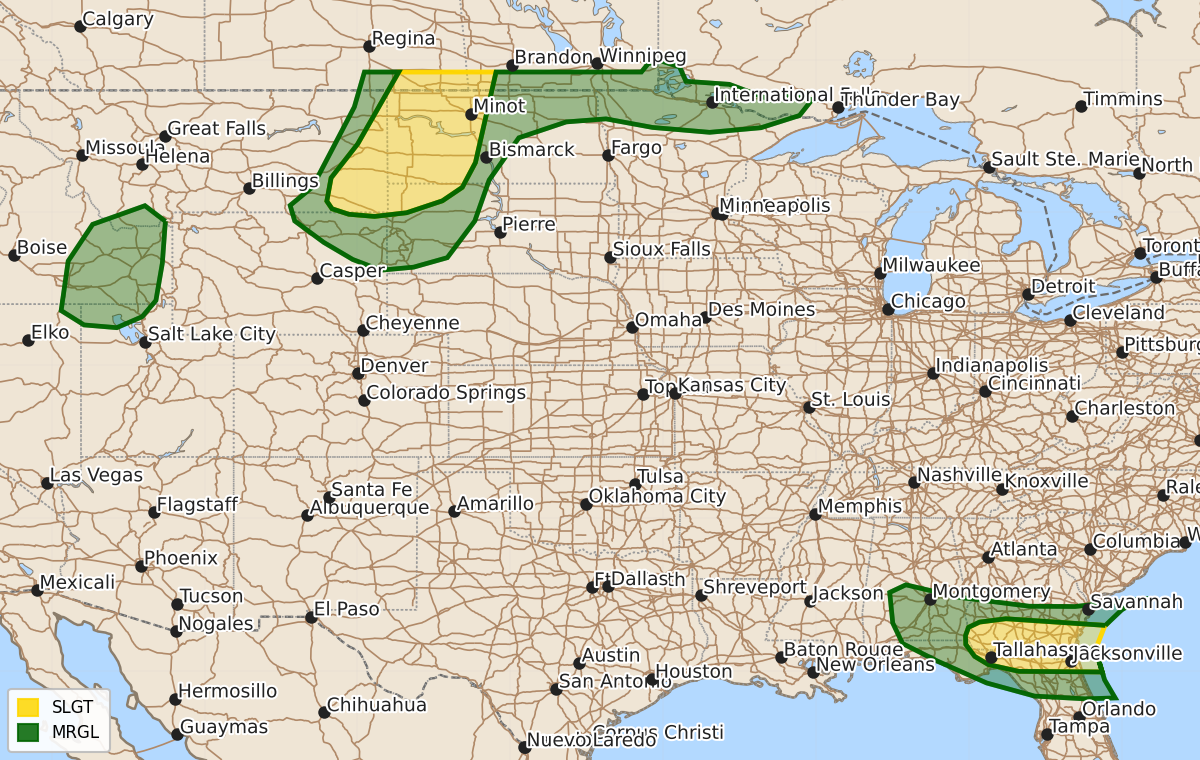 Risk area map for Day 1 Areal Outline