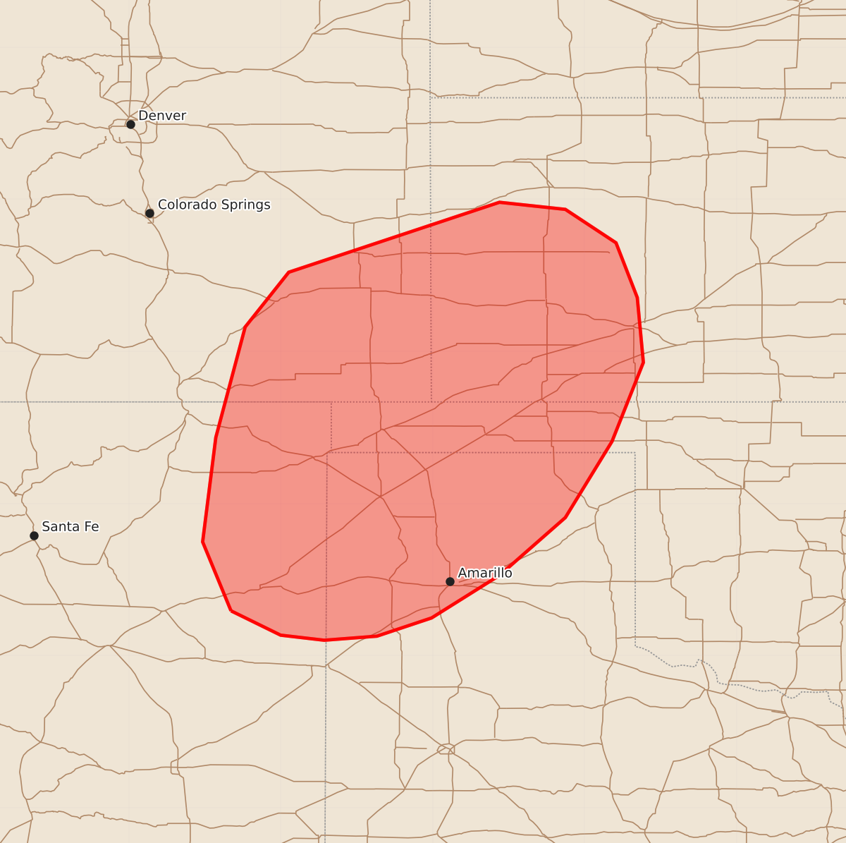 Risk area map for Mesoscale Discussion 1047