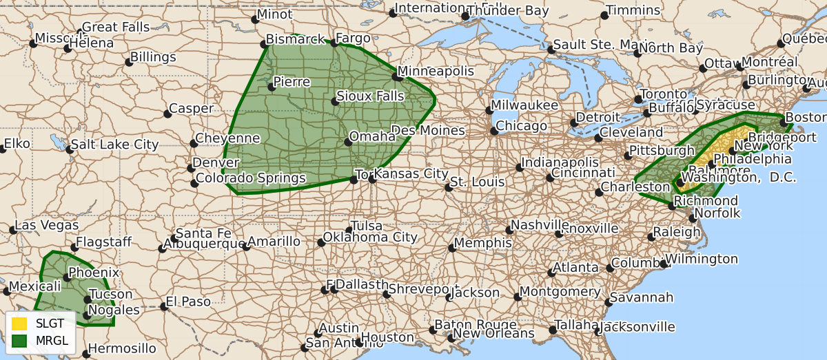 Risk area map for Day 1 Areal Outline