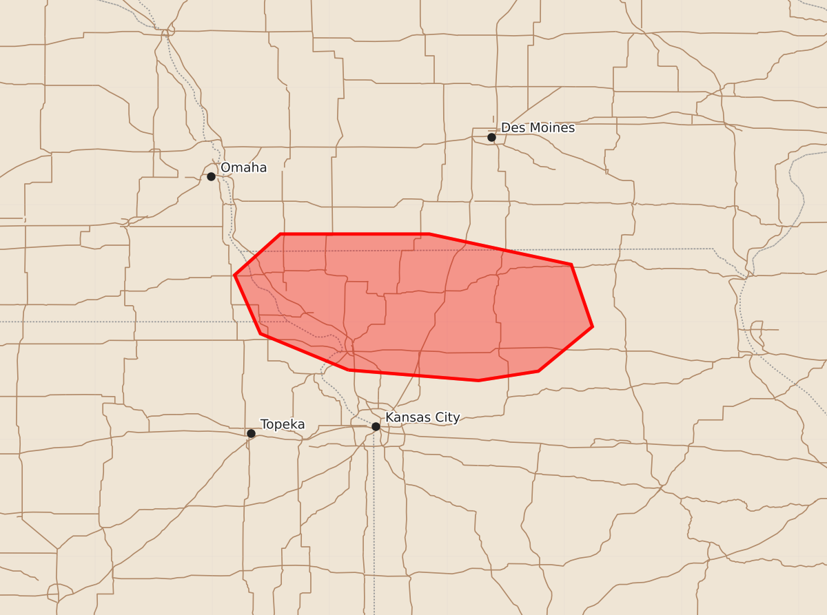 Risk area map for Mesoscale Discussion 2041