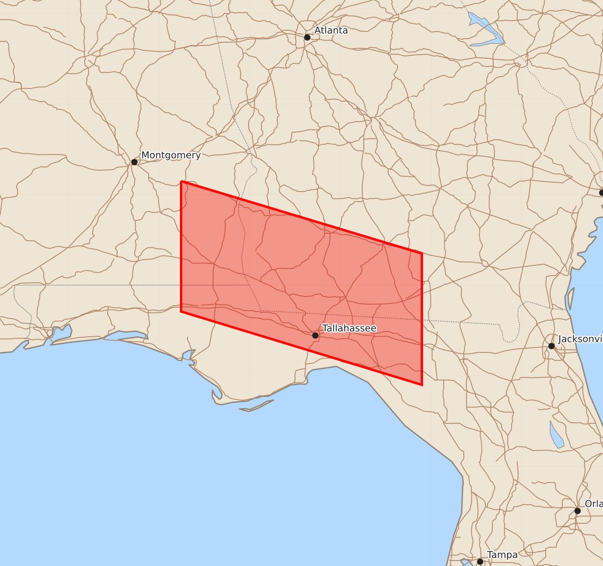 Risk area map for Watch 485 Outline