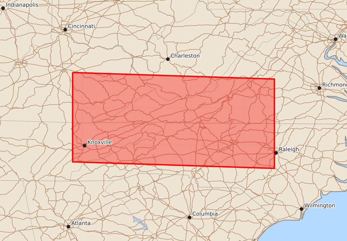 Risk area map for Watch 526 Outline