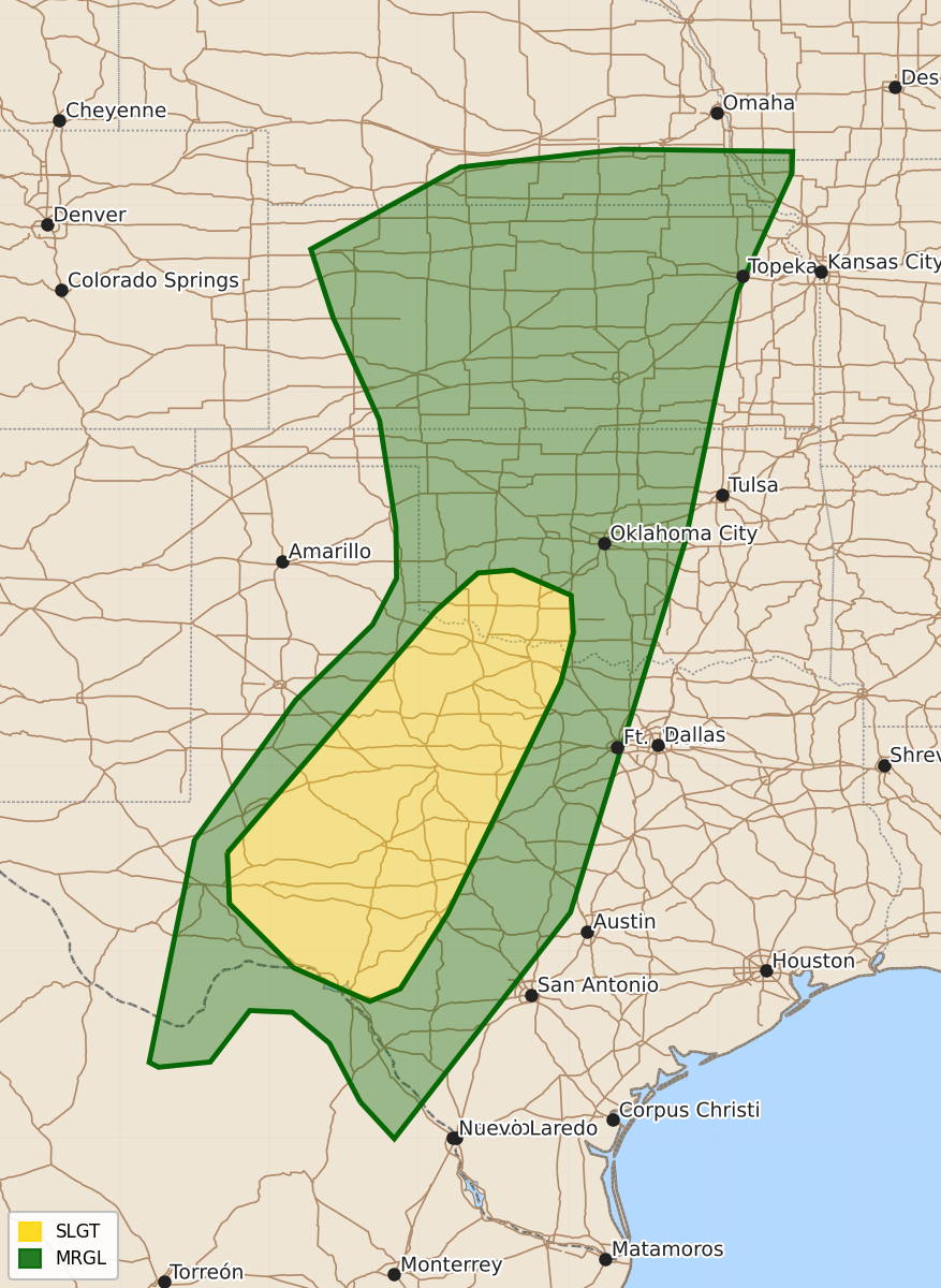 Risk area map for Day 1 Areal Outline