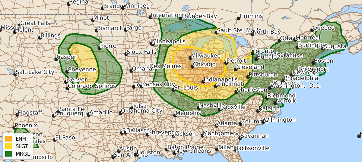 Risk area map for Day 1 Areal Outline