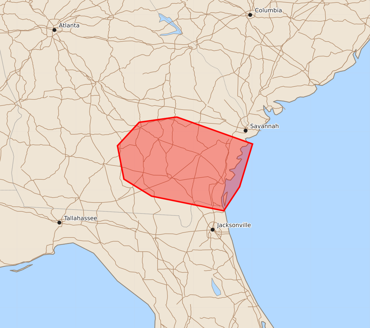 Risk area map for Mesoscale Discussion 1195