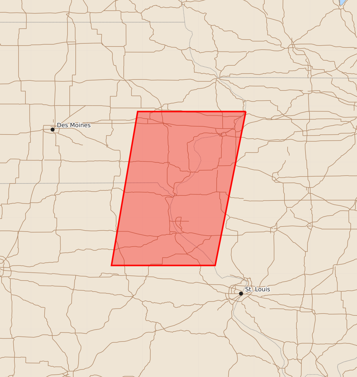 Risk area map for Watch 305 Outline