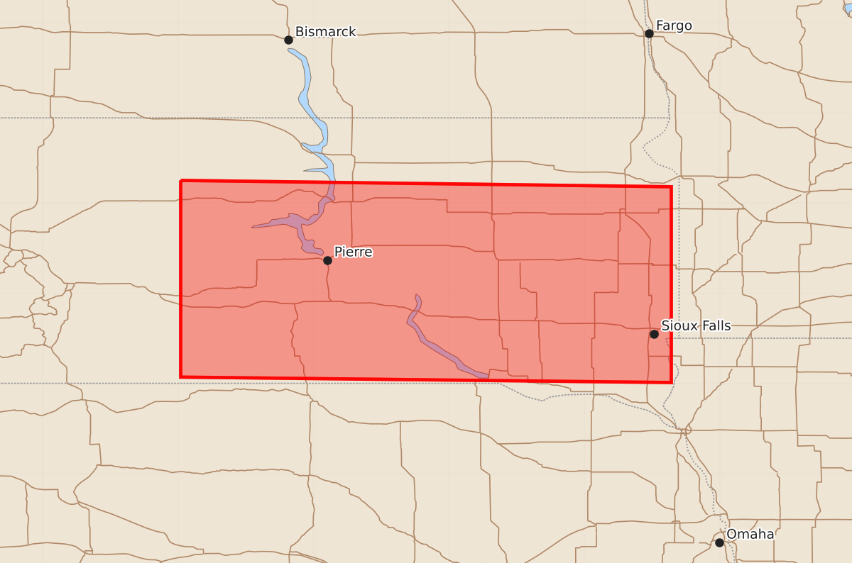 Risk area map for Watch 513 Outline