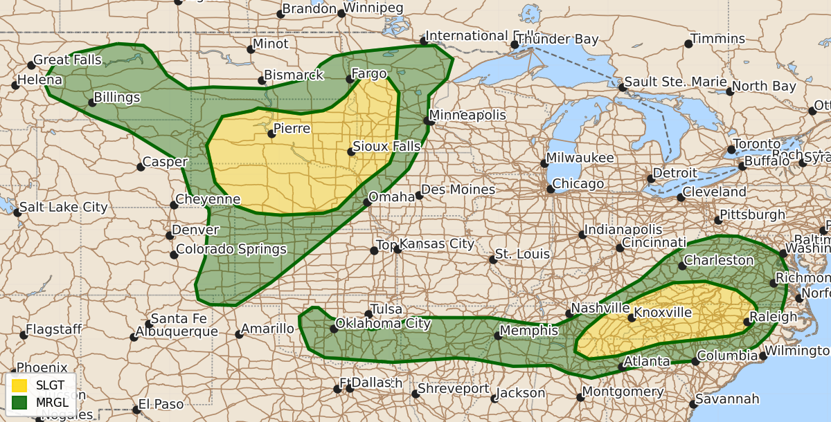 Risk area map for Day 1 Areal Outline