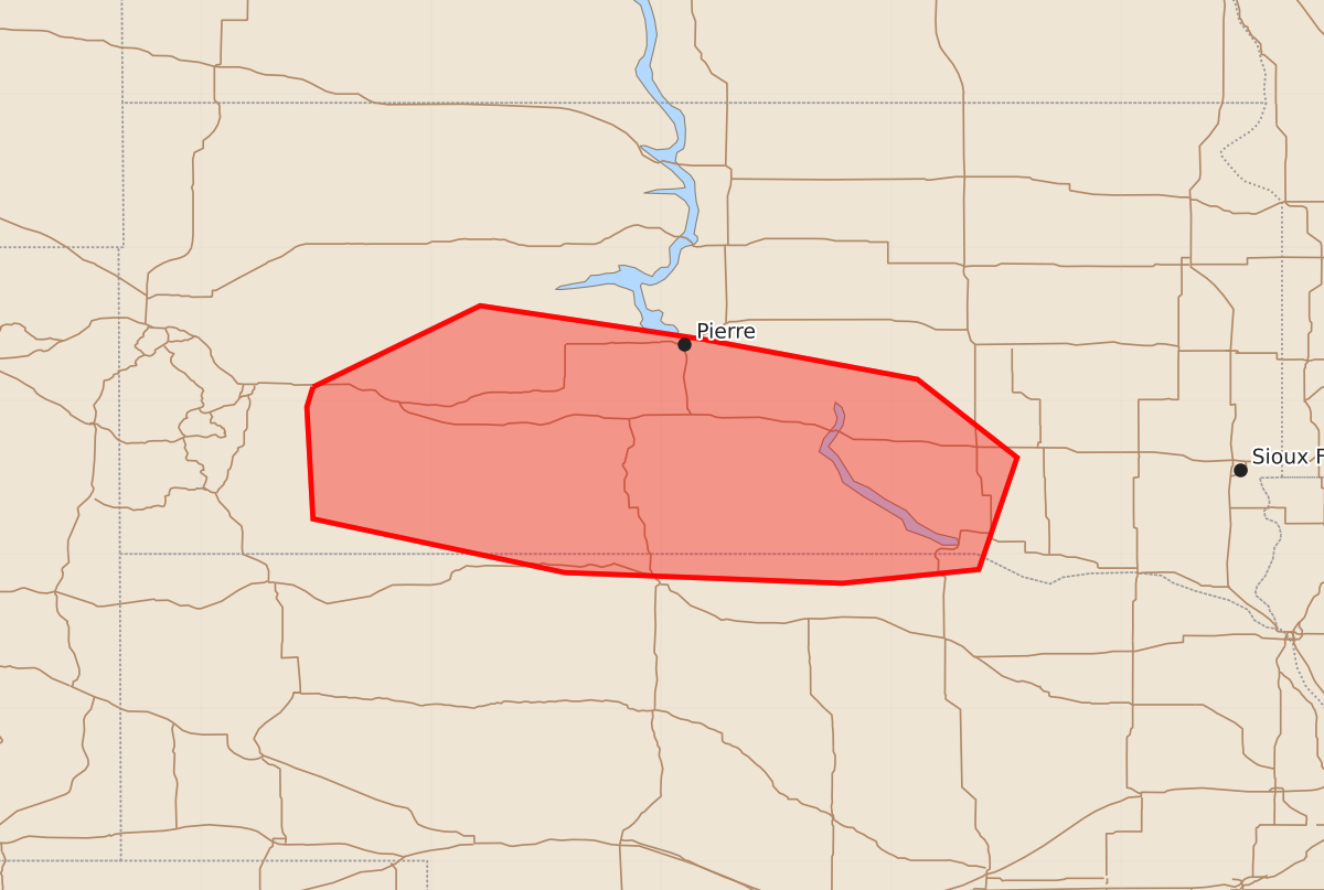 Risk area map for Mesoscale Discussion 1942