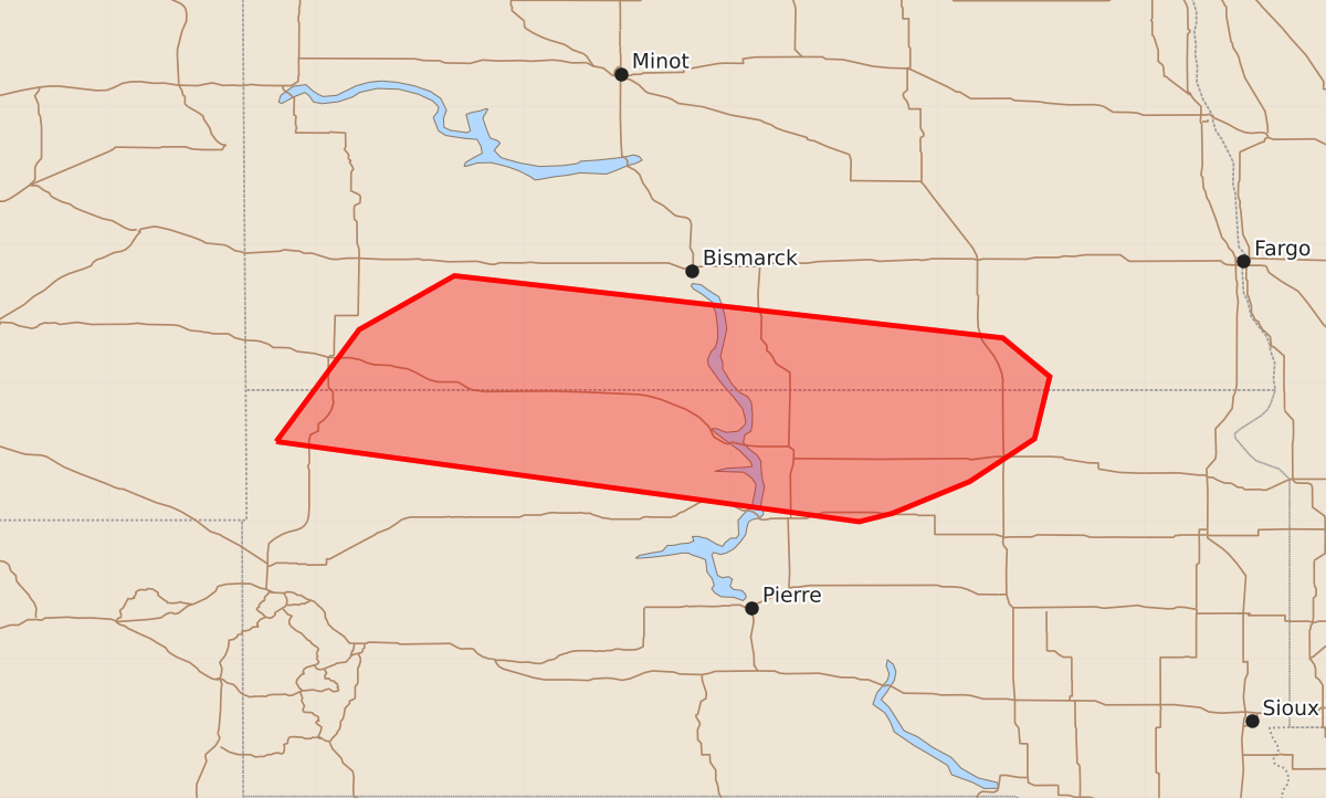 Risk area map for Mesoscale Discussion 1916