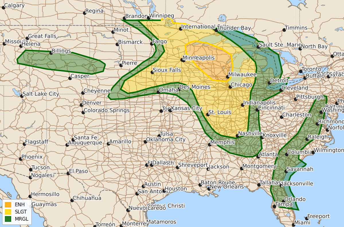 Risk area map for Day 1 Areal Outline