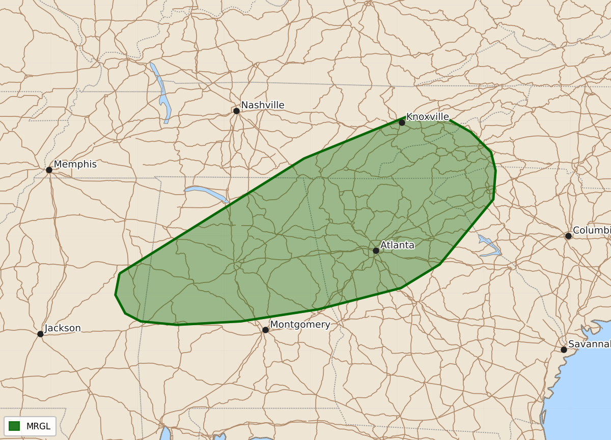 Risk area map for Day 2 Areal Outline