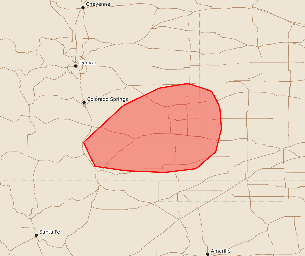 Risk area map for Mesoscale Discussion 2132