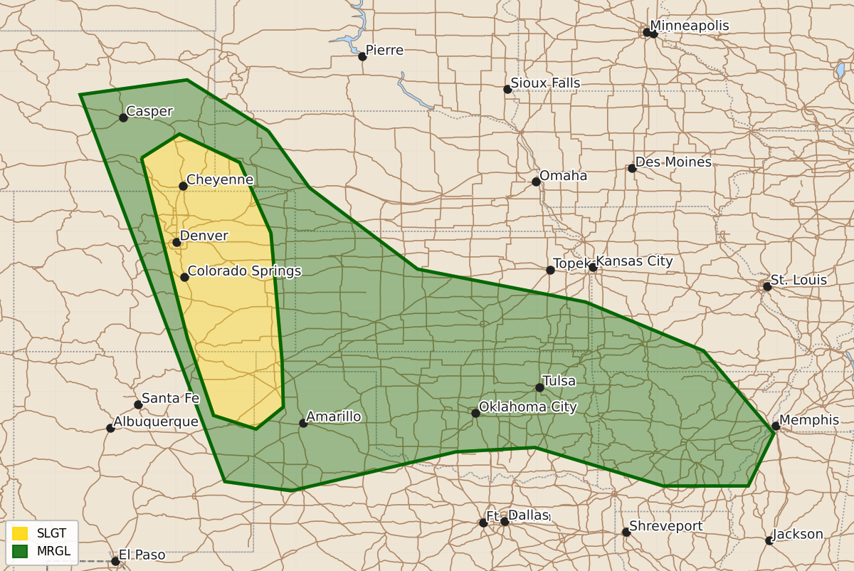 Risk area map for Day 3 Convective Outlook