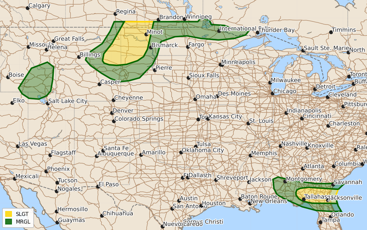 Risk area map for Day 1 Areal Outline
