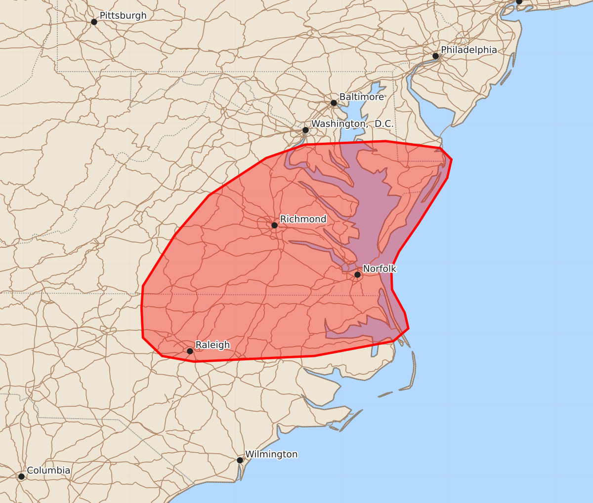 Risk area map for Mesoscale Discussion 1709
