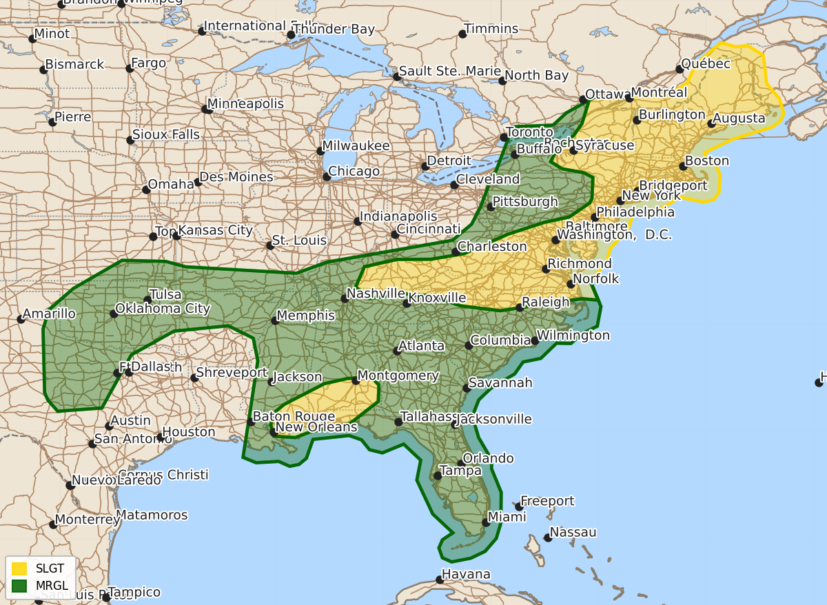 Risk area map for Day 1 Areal Outline