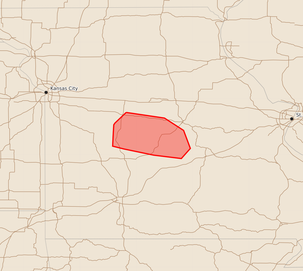 Risk area map for Mesoscale Discussion 1572