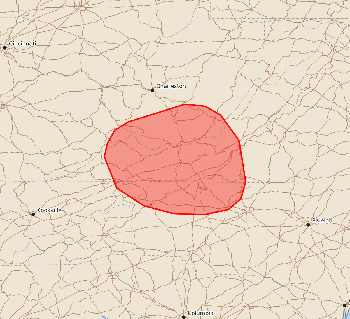 Risk area map for Mesoscale Discussion 1927