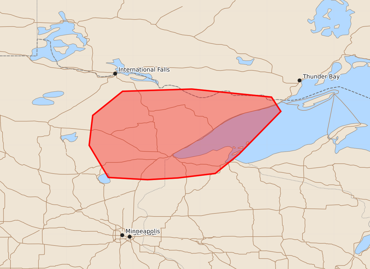 Risk area map for Mesoscale Discussion 1382