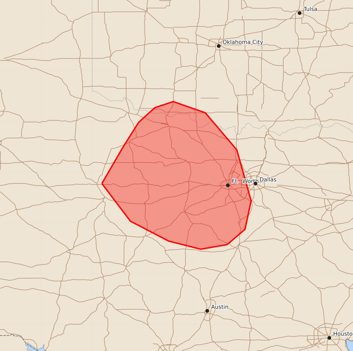 Risk area map for Mesoscale Discussion 1190