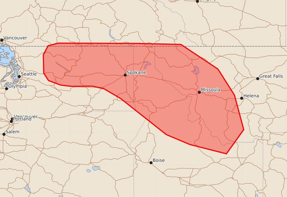 Risk area map for Mesoscale Discussion 2092