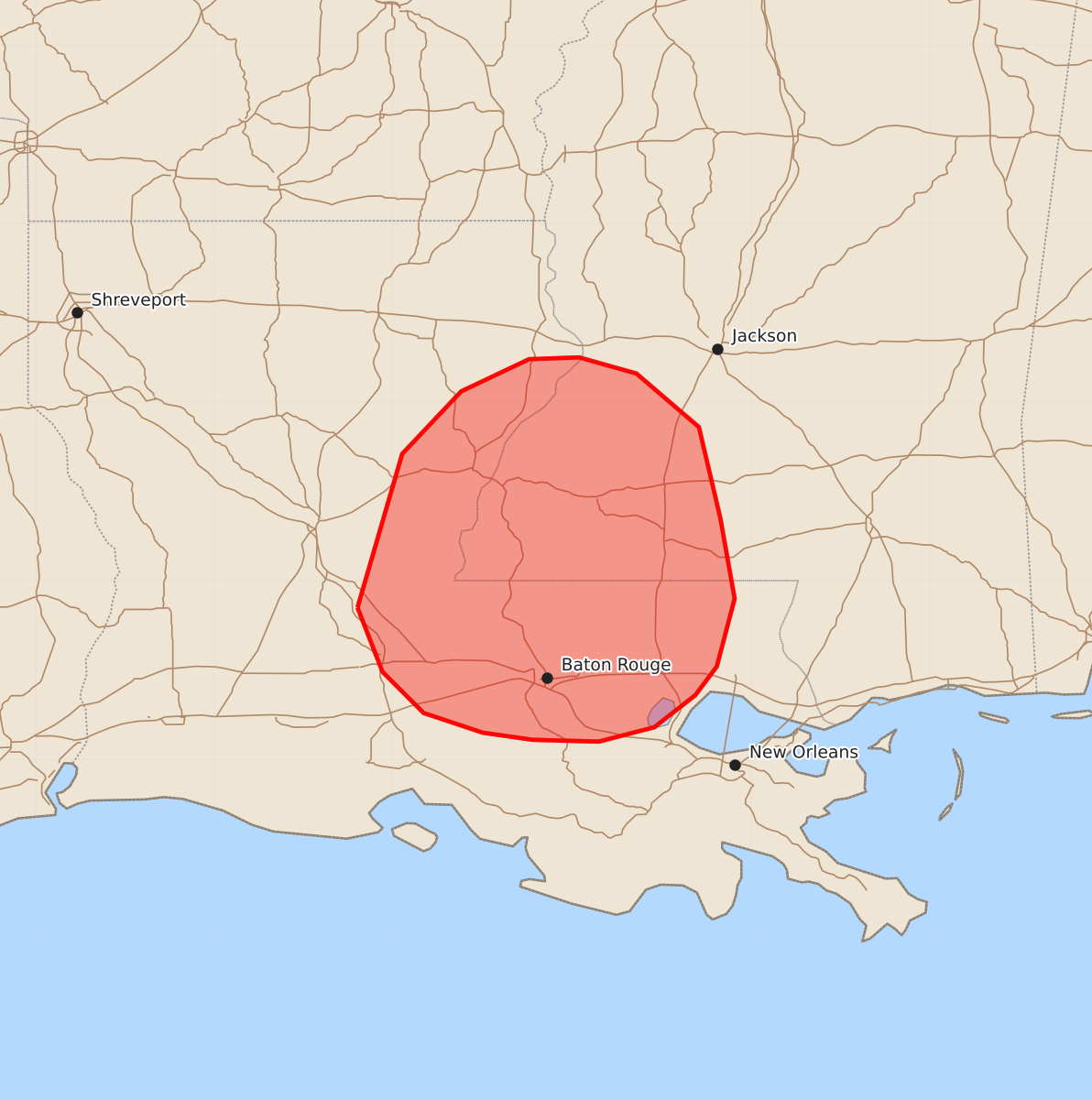 Risk area map for Mesoscale Discussion 2071