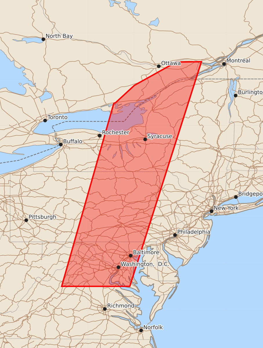 Risk area map for Watch 632 Outline
