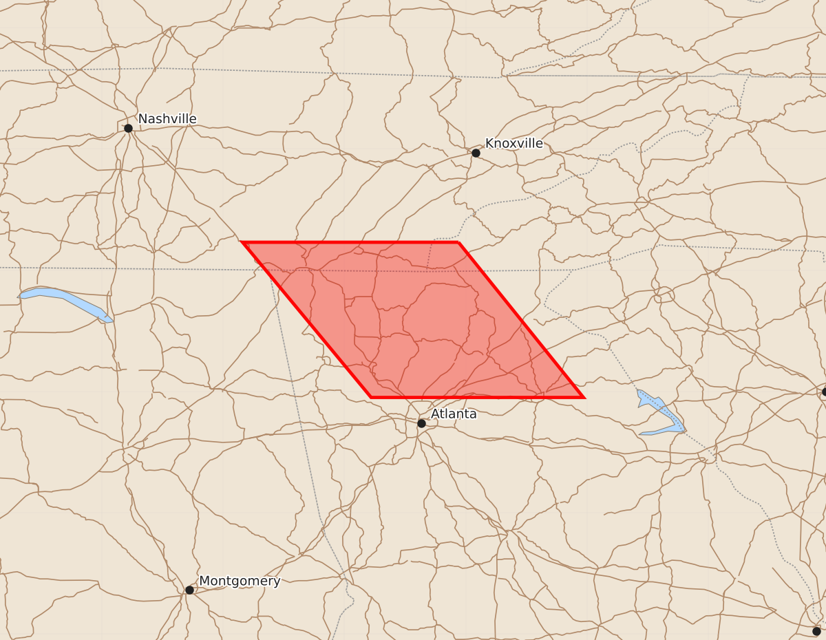 Risk area map for Watch 531 Outline