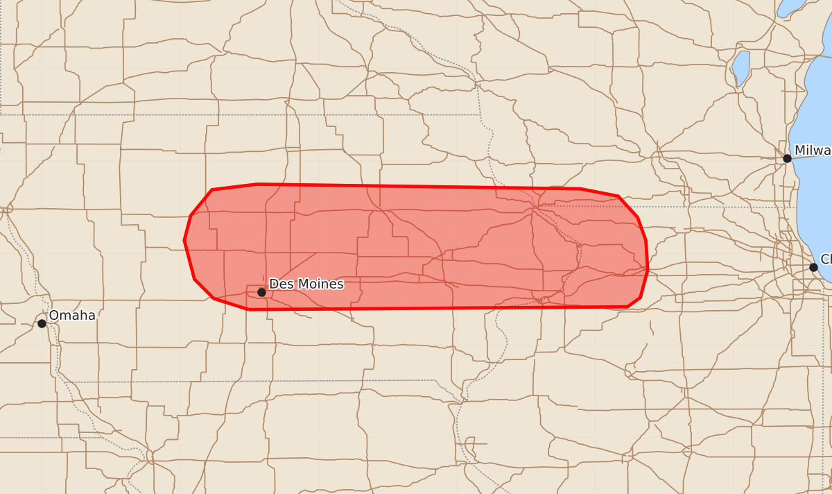 Risk area map for Mesoscale Discussion 1451