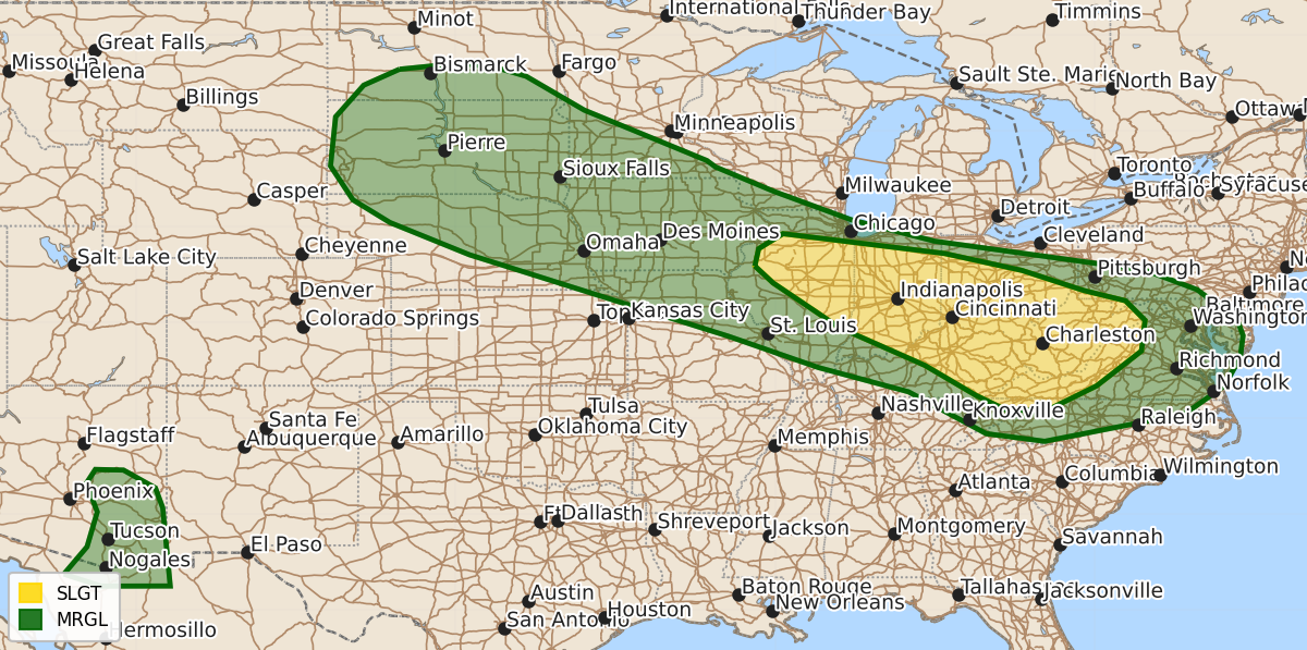 Risk area map for Day 3 Areal Outline