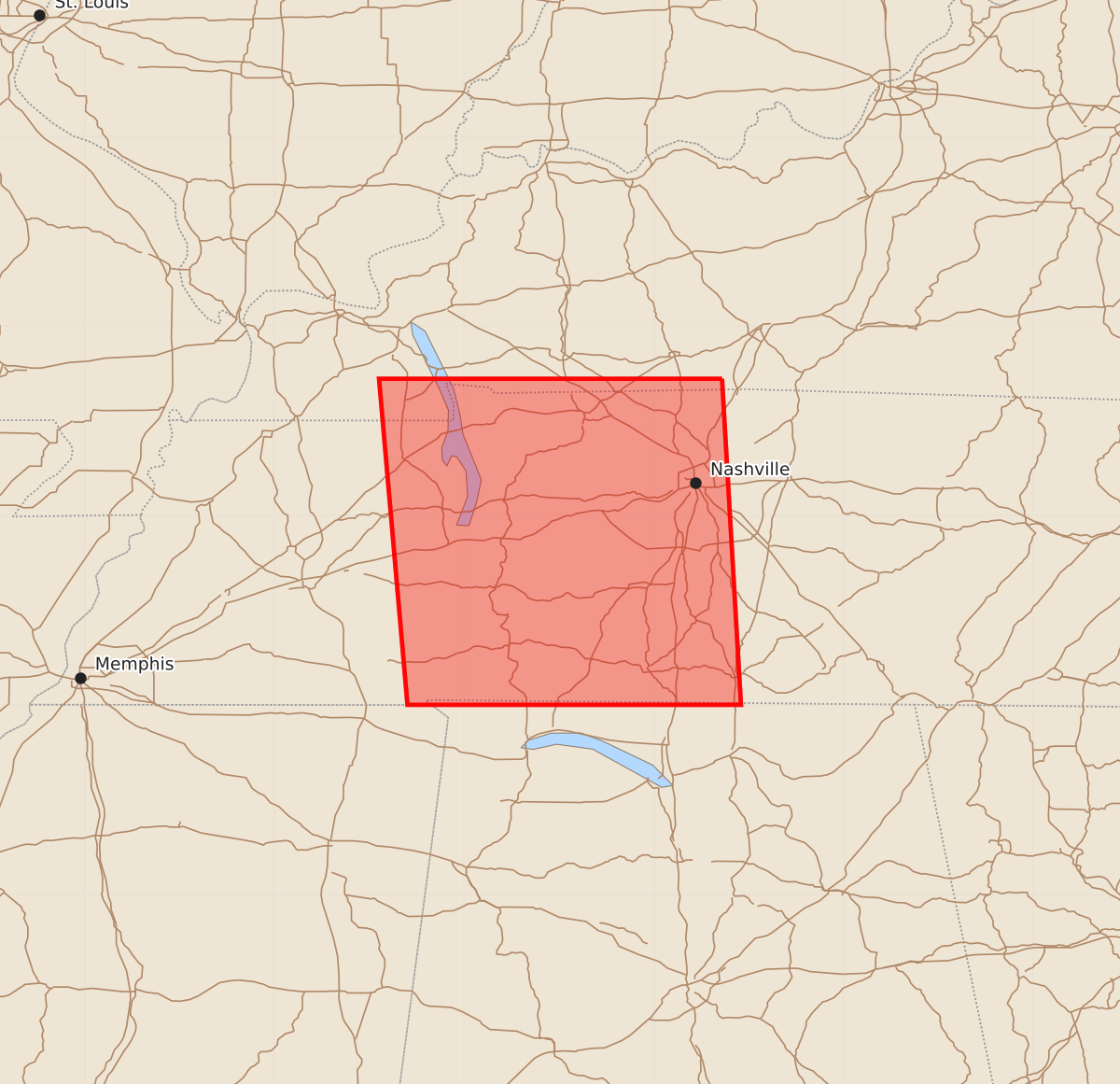 Risk area map for Watch 517 Outline