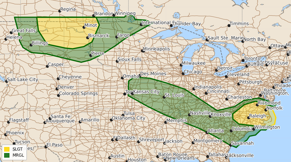 Risk area map for Day 3 Areal Outline