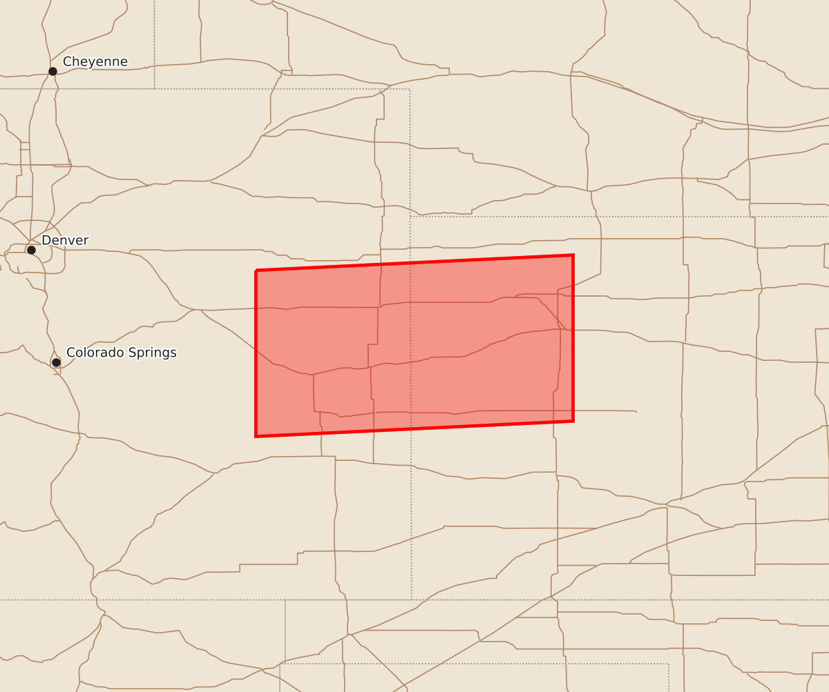 Risk area map for Watch 671 Outline