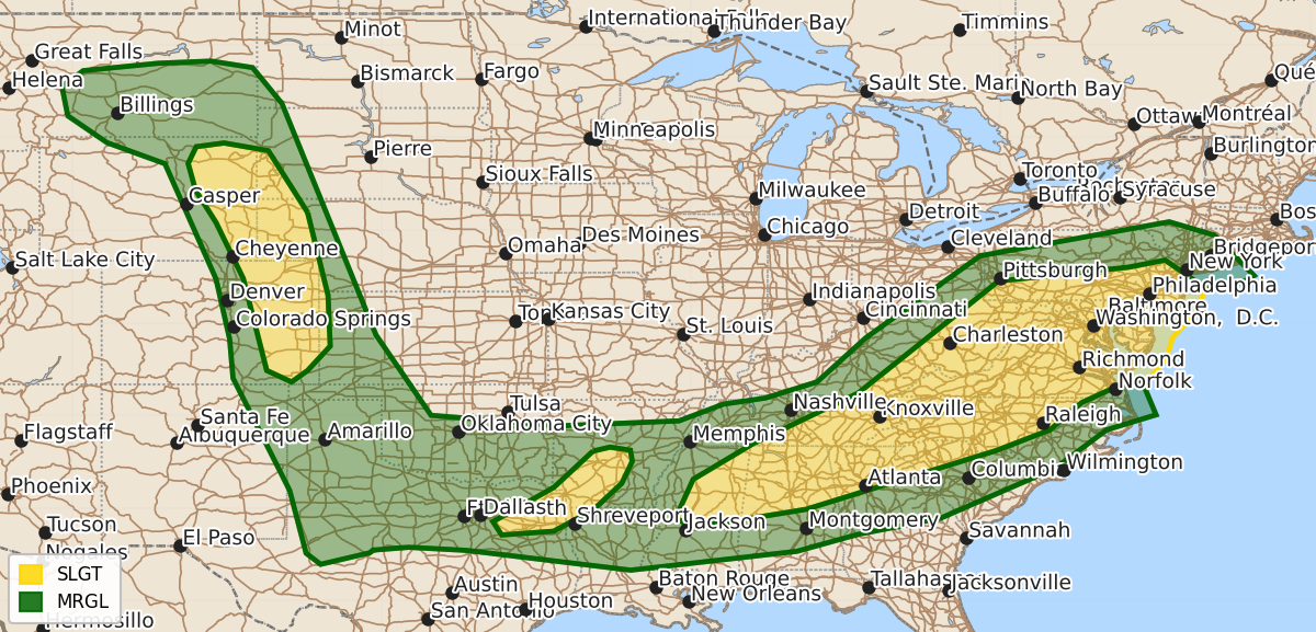 Risk area map for Day 1 Areal Outline