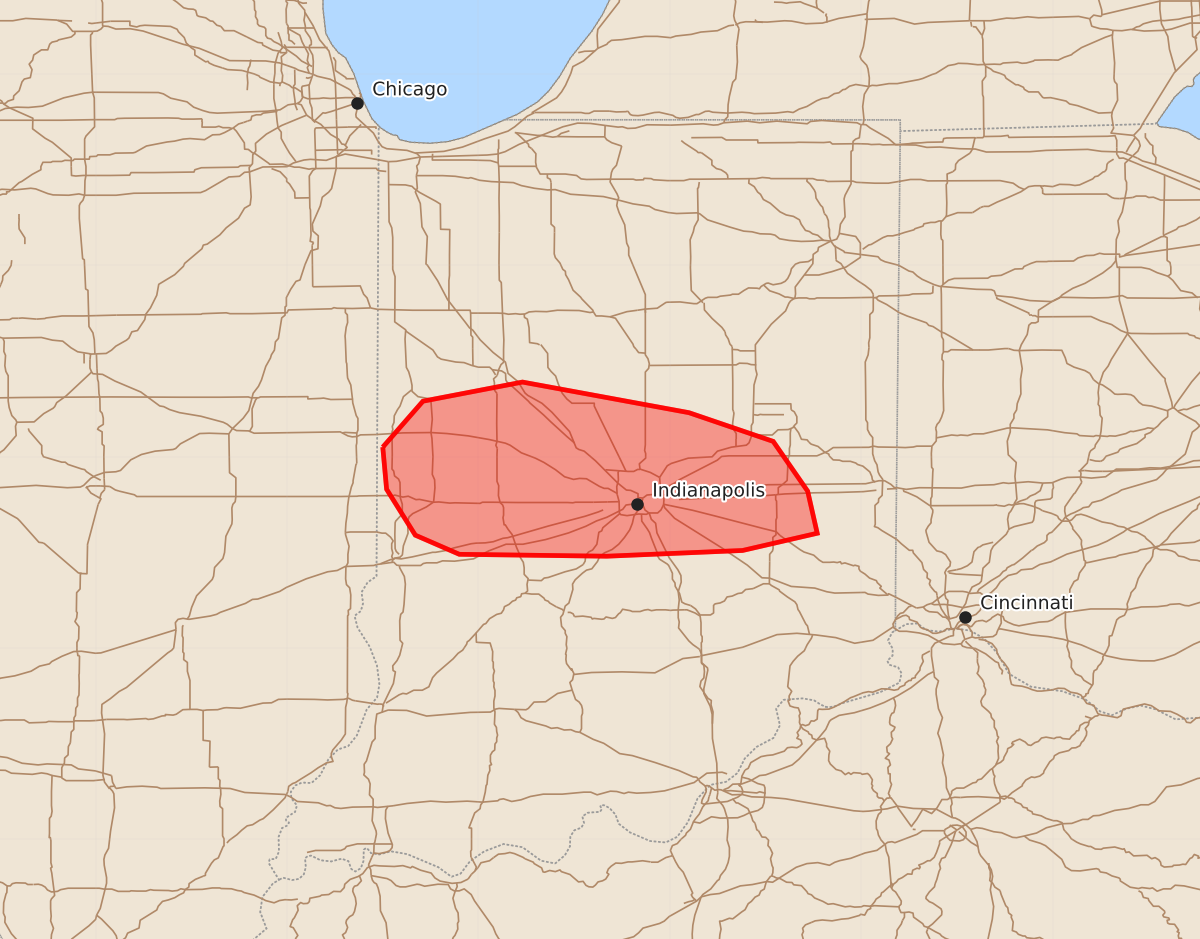 Risk area map for Mesoscale Discussion 1975