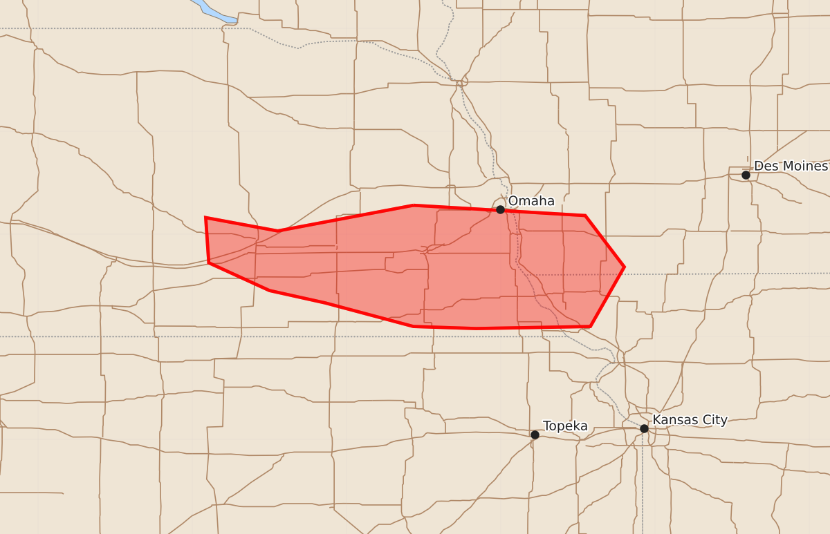 Risk area map for Mesoscale Discussion 2039