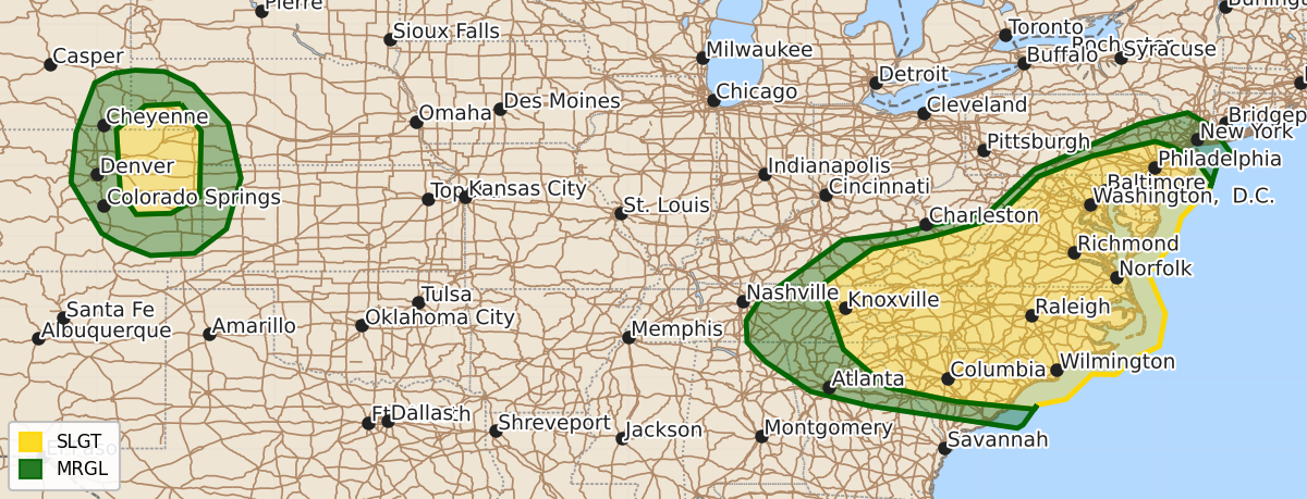 Risk area map for Day 1 Convective Outlook