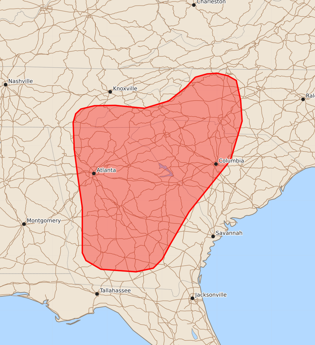 Risk area map for Mesoscale Discussion 1137