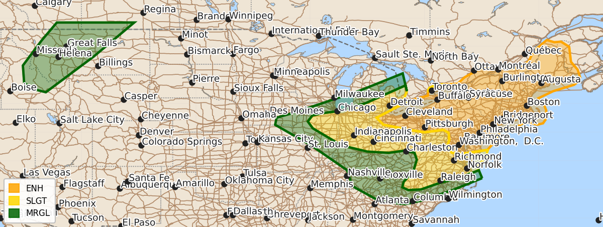 Risk area map for Day 1 Areal Outline