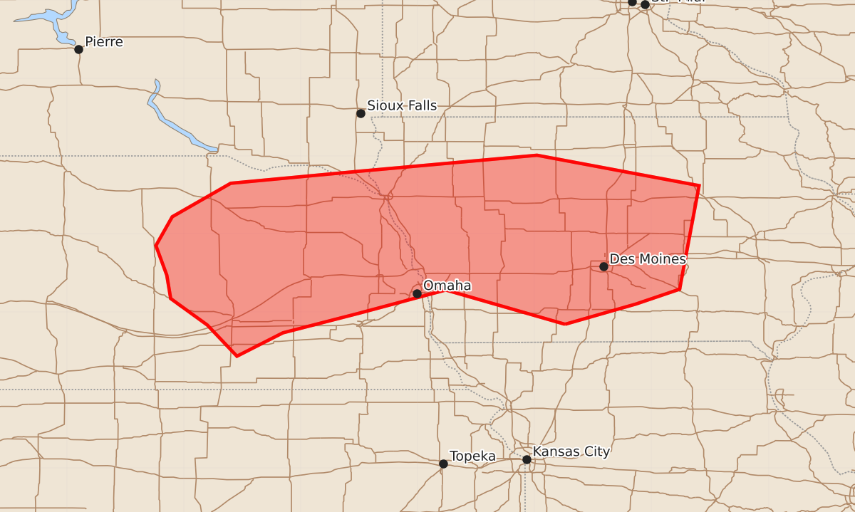 Risk area map for Mesoscale Discussion 1976