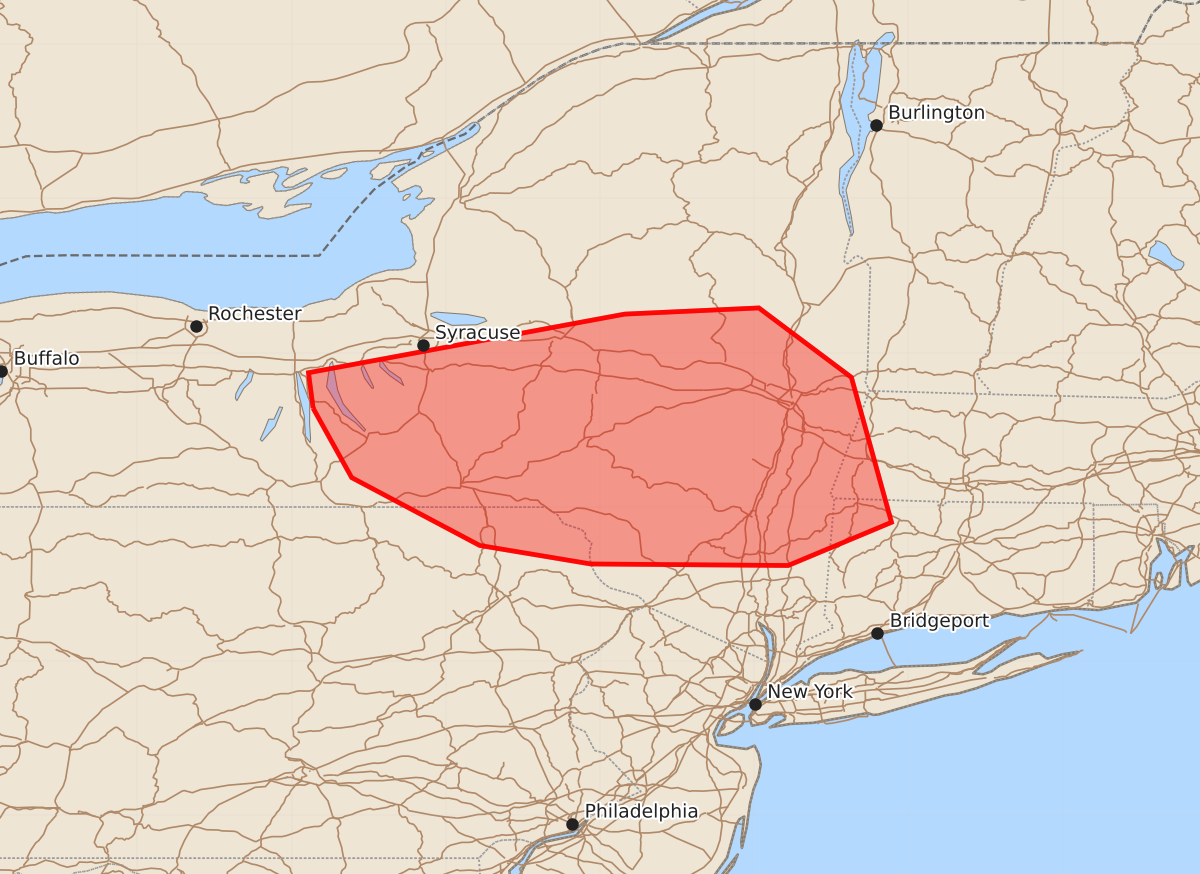 Risk area map for Mesoscale Discussion 1401
