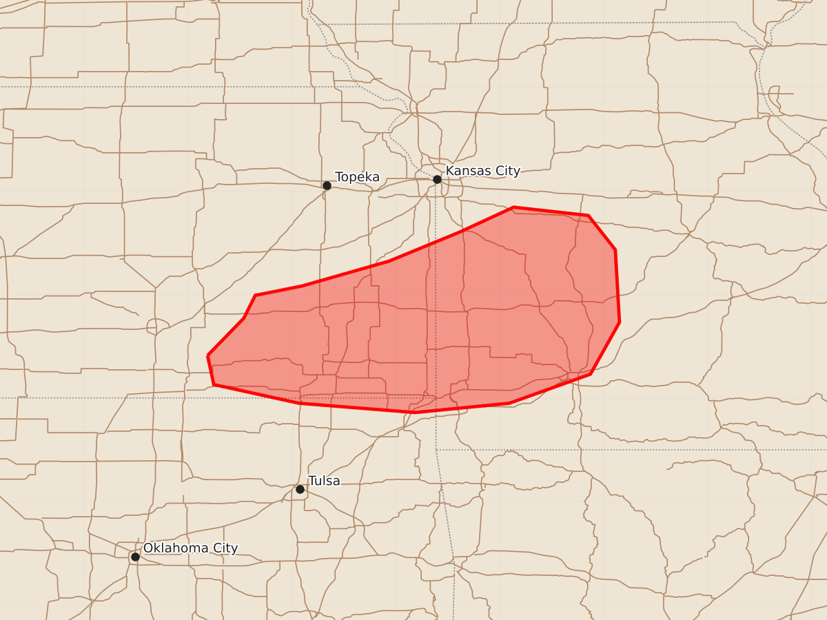 Risk area map for Mesoscale Discussion 1489