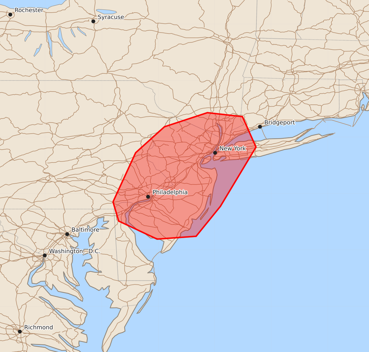 Risk area map for Mesoscale Discussion 2145