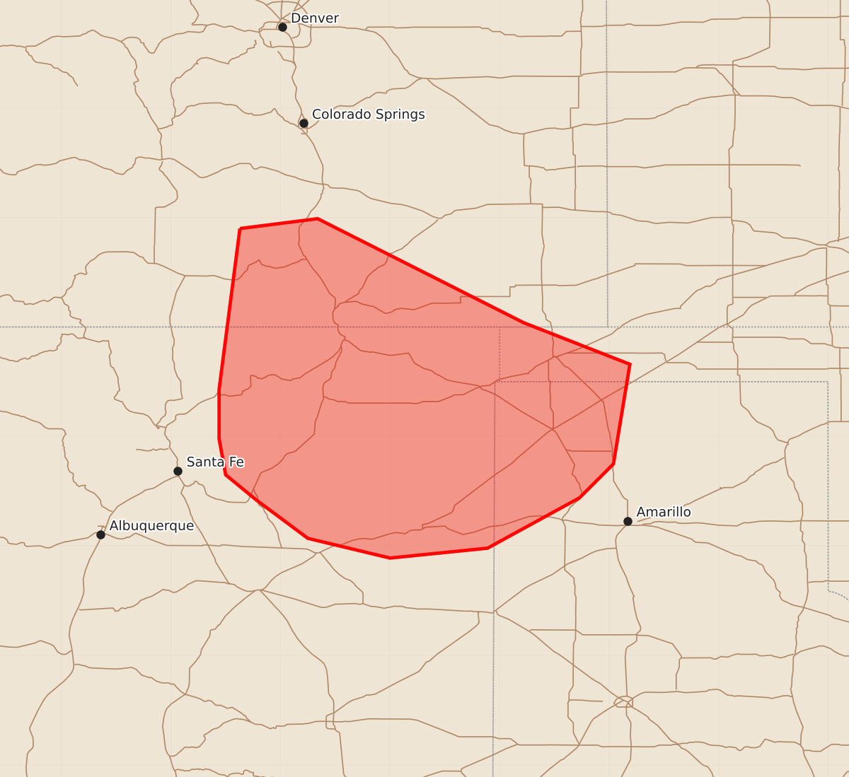 Risk area map for Mesoscale Discussion 1832