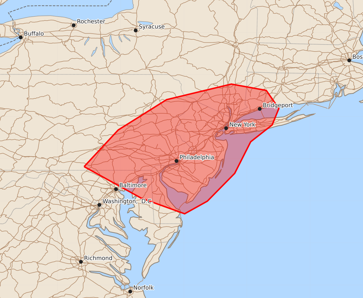 Risk area map for Mesoscale Discussion 1694